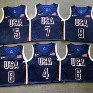 2024 USA Dream Team Basketball Jerseys Navy with stripe