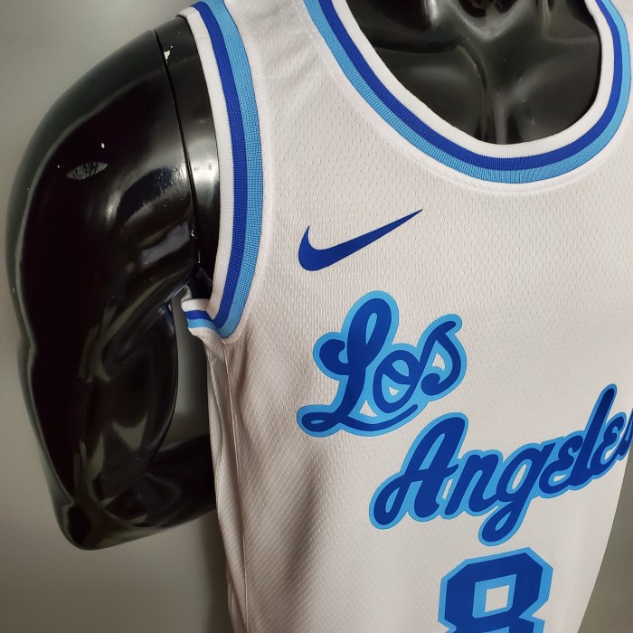 Retro Before Bryant #8 After Bryant #24 Swingman Jersey White - Image 5