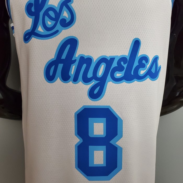 Retro Before Bryant #8 After Bryant #24 Swingman Jersey White - Image 6