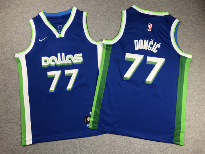 Dallas Mavericks Kid Jersey Blue City Edition 2023 NO.77 Dončić - Image 3
